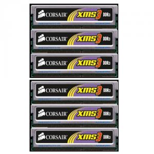 Memorie PC  Corsair DDR3 / kit 12 GB (6 x 2 GB) / 1333 MHz / 9-9-9-24 / radiator / XMS3 / triple channel / Intel Core i7