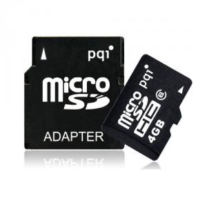Card memorie Micro Secure Digital Card 4GB cu adaptor (Micro SD Card, pentru telefoane mobile) PQI
