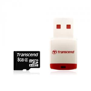 Card memorie Transcend 8GB microSDHC, Class 2, RDP3 Reader