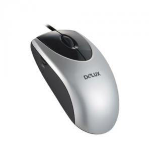 Mouse Delux laser, scroll, 5 butoane, USB, silver&amp;black, 800cpi / 1600cpi, DLM-406X