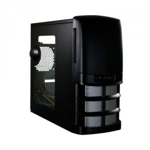 Carcasa CHIEFTEC GIGA Miditower (USB/Firewire/Audio), standard with window, mATX, ATX, 3x5.25 1x3.5, Black, GH-01BW-OP