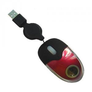 Mouse USB mini Serioux Atom 1000, cablu retractabil, red