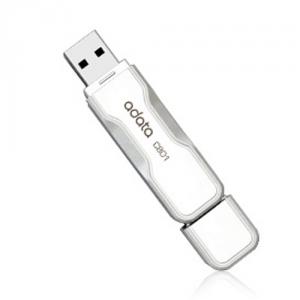 A-DATA USB Flash Drive 64GB, USB 2.0, C801, Classic Series, Alb, Snap-on-cap (cu capac atasabil)