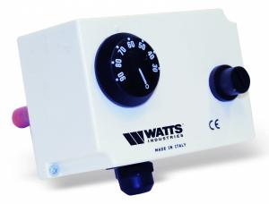 Termostat de imersie directa dual Watts, cu teaca, reglaj 30   90grdC, siguranta 95grdC, seria TRS