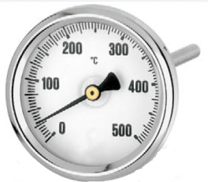 Termometru gaze arse 0-500&deg;C, imersie &Oslash;9x300 mm, DN cadran 63 mm