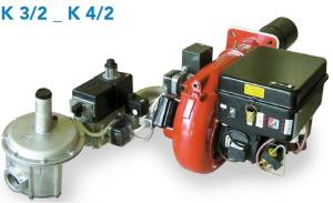 Arzator mixt pe gaz motorina, 2 trepte, 116-232 kW, 1  , cap de ardere scurt, F.B.R model K 3 2 TL