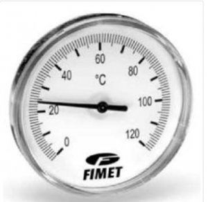 Termometru axial 0-120  C, lungime imersie 100mm, carcasa cromata, cadran aluminiu, teaca de imersie cu racord G1 2  B, DN cadran O80mm, Fimet - Watts