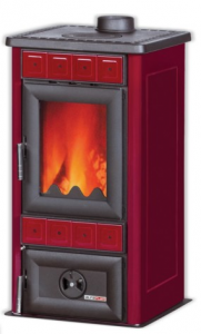 Semineu pe combustibil solid cu plita, 8 kW, rosu, Alfa-Plam Lara