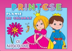 Plansa de colorat cu autocolante. Printese