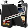 Promotie: Husa flip black din piele pentru telefon - Samsung Galaxy: Note/2 - Ace/2 - S2 - S3/mini - S4/mini