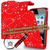 Promotie: Husa flip red cu cristale din piele pentru telefon - Iphone: 4/4S - 5 si Ipod 4th