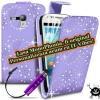 Promotie: Husa flip purple cu cristale din piele pentru telefon - Samsung Galaxy: S2 - S3/Mini - S4 - Ace