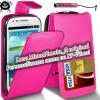 Promotie: Husa flip pink din piele pentru telefon - Samsung Galaxy: Note/2 - Ace/2 - S2 - S3/mini - S4/mini