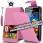 Anunt: Husa flip light pink din piele pentru telefon - Samsung Galaxy: Note/2 - Ace/2 - S2 - S3/mini - S4/mini