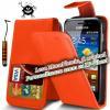 Promotie: Husa orange din piele ecologica pentru telefon Samsung Galaxy: S3 - S4 - Ace