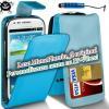 Promotie: Husa flip light blue din piele pentru telefon - Samsung Galaxy: Note/2 - Ace/2 - S2 - S3/mini - S4/mini