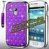 Promotie: Husa purple cu diamante pentru Samsung Galaxy: Note/2 - Ace/2 - S2 - S3/Mini - S4